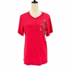 Emerson Street NEW Texas Tech Red Black Henley Gameday College Casual T-shirt